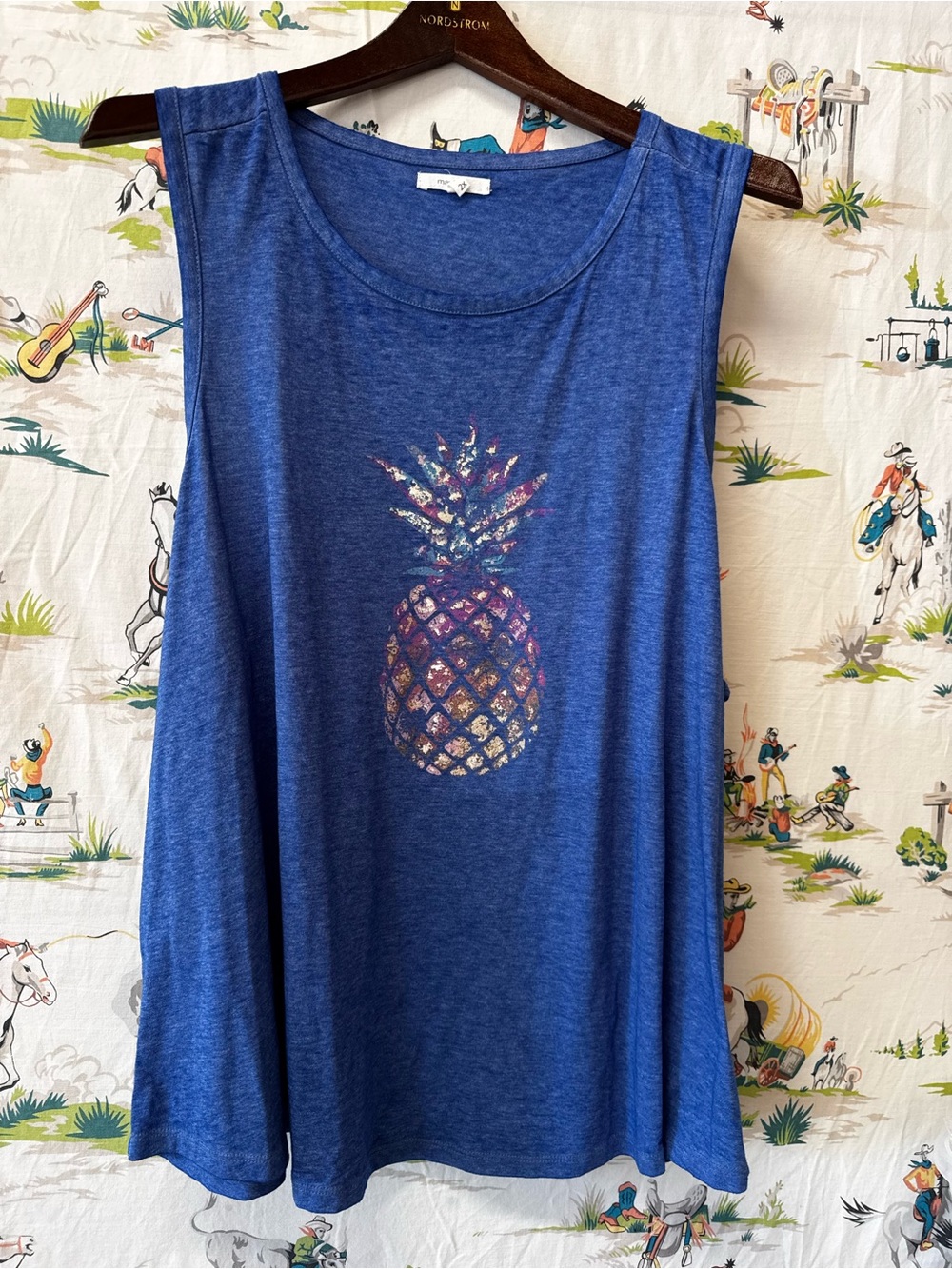 Maurices Royal Blue Pineapple Print Tank size 2X